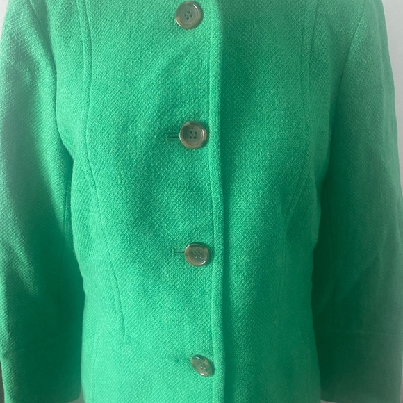 Talbots Kelly Green Wool blend Mandarin collar Peplum blazer - Picture 11 of 15